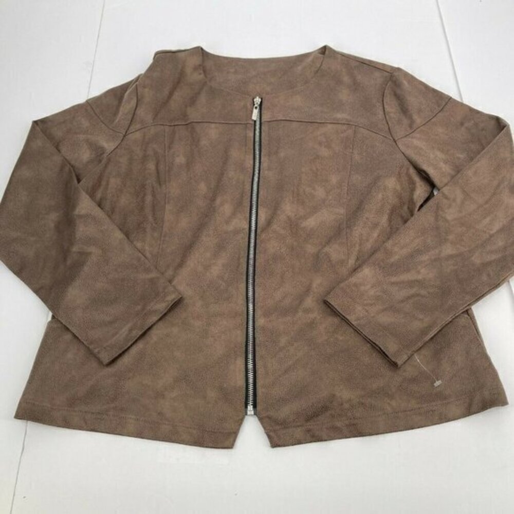 Ravel Jacket Large Womens Brown Moto Biker Zipper Long Sleeves Casual Textured